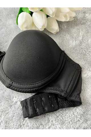 Mistirik Lenola Model Push Up Etkili Destekli Premium Balenli Sarkma Önleyici Büstiyer Siyah Renk Siyah