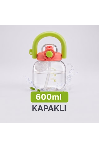 Büro Ev Ofis Hediyesi İçin 600ml Sızıdrmaz Kapaklı Sporcu Matarası Gri