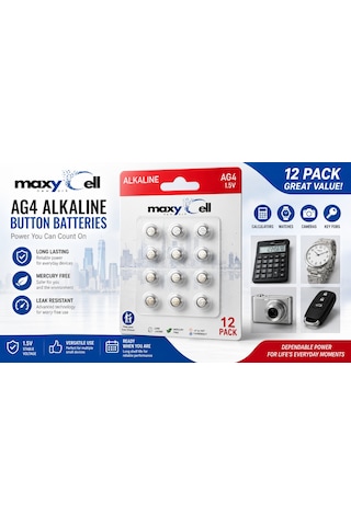 Maxycell 12 Adet Ag4 376 377 Sr626 Sr626sw Lr66 1.5v Düğme Pil, Saat Pili, Çocuklara Dayanıklı Ambalaj, Küçük Elektronik Cihazlar Için,ölçüm Cihazlar