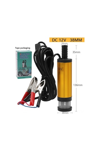 Geeksen 38mm Elektrikli Dc5v/12v/24v Dizel Pompa Su/sıvı Çekici 12v Altın Klemli, Filtre Dışarıda, Renkli Kutulu