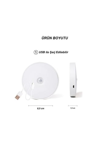 Seldur Kandela Şarjlı Sensörlü Gece Led Lambası Beyaz Işık Çok Renkli