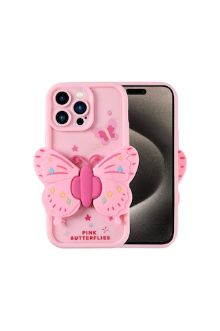 Apple Uyumlu iPhone 15 Pro Kılıf Kamera Korumalı Figür Tasarımlı Zore Kapya Kapak-pembe Açık Pembe Açık Pembe Açık