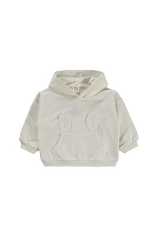 Civil Baby Tavşan Kulak Cepli Kapşonlu 6-18 Ay Sweatshirt - Ekru