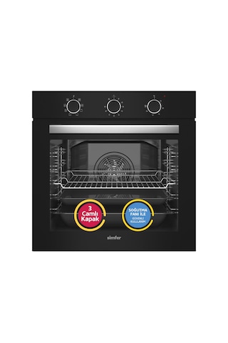 Simfer 8220 9 Fonksiyon QS Siyah Cam Ankastre Fırın Power Turbo Pop-up