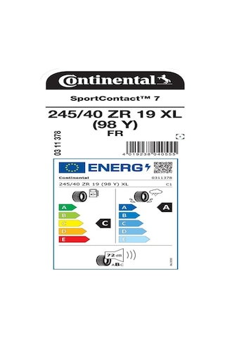 Continental 245/40z R19 98y XL Fr Sportcontact 7 Yaz Lastiği 2026
