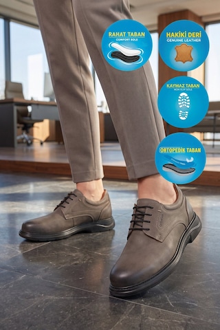 Dr.Flexer Antrasit Hakiki Deri Bağcıklı Ortopedik Rahat Taban Erkek Casual Ayakkabı 208702