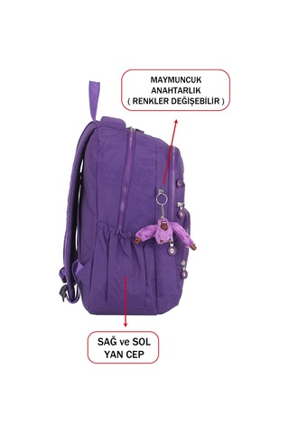 Dada Okul Sırt Çantası Mor Ortaokul Lise Geniş İç Hacim Ortopedik Su Geçirmez Kumaş Mor