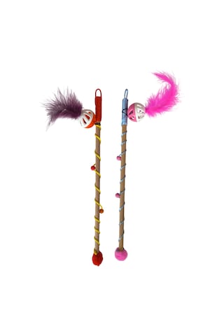 Sesli Toplu Tüylü Kedi Oltası 40-50 Cm Renkli