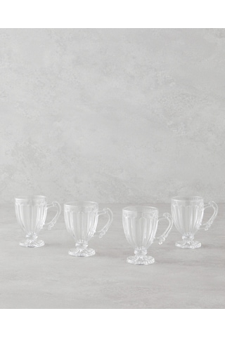 Tuko Cam 4 Lü Ve Kulplu Çay Bardağı 90 Ml Şeffaf Şeffaf