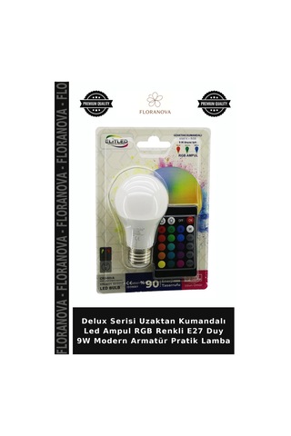 Delux Serisi Uzaktan Kumandalı Led Ampul Rgb Renkli E27 Duy 9w Modern Armatür Pratik Lamba