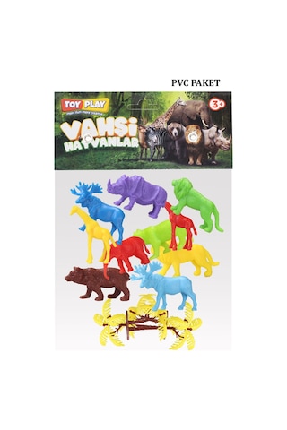 Toy Play 12 Parça Renkli Mini Vahşi Hayvanlar Figür Seti 4-6 Cm Sku669