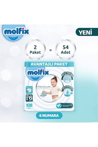 Molfix Premium Avantajlı Paket 6 Beden 108 Adet 6 Numara 2'li