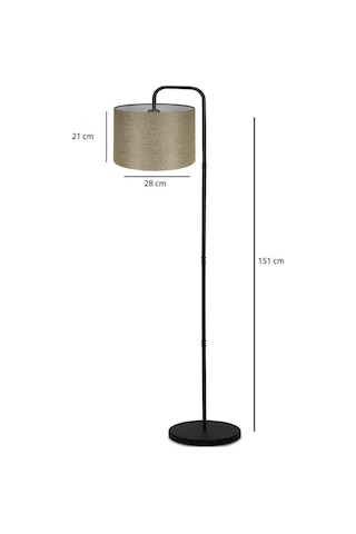 Suitable Metal Gövdeli Bej Kumaş Başlık Çok Amaçlı Lambader Salon Köşe Lambası Bej