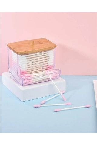 Maoyaya Çok Renkli Bambu Kapaklı Pamuklu Çubuk Tutucu, 1 Adet Çok Renkli