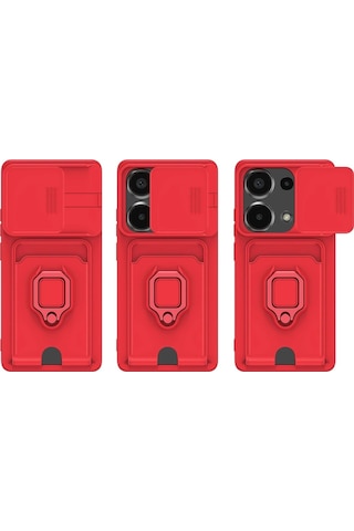 Mey İthalat Redmi Note 13 Pro 4g Kılıf Zuma Kartvizitli Yüzüklü Silikon - Yeşil Çok Renkli