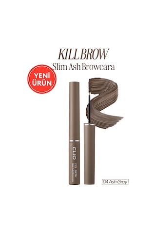 Ultra İnce Fırçalı, Yoğun Pigmentli Kaş Maskarası Clıo Kill Brow Slim Ash Browcara 04 Ash Gray