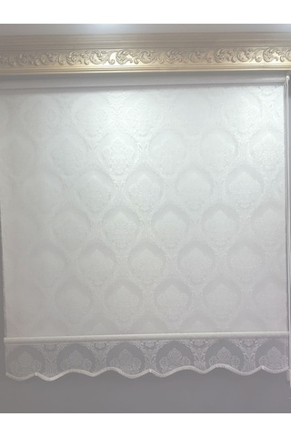 N11 Özel 1.Kalite Beyazdamaks Desen Çift Mekanizma Tül Stor Perde