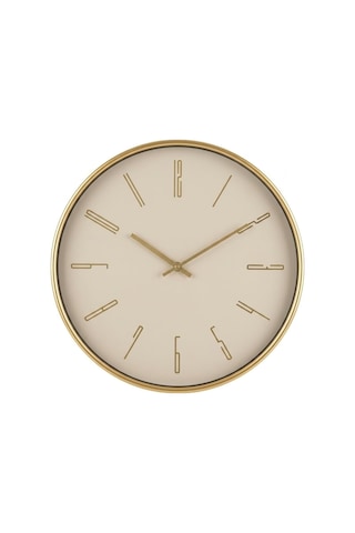 Gold Çerçeveli Yuvarlak Duvar Saati, 41 Cm, Metal, Sessiz Mekanizma, Salon Ve Yatak Odası İçin Dekoratif Saat Çok Renkli