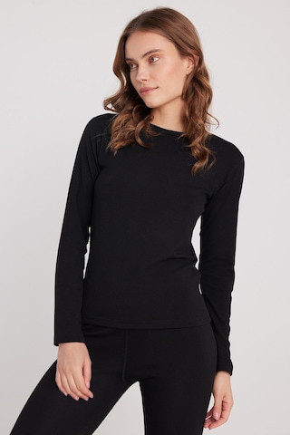 Tudors Kadın Slim Fit Dar Kesim Bisiklet Yaka Siyah Termal Alt Üst Takım-41810 Siyah