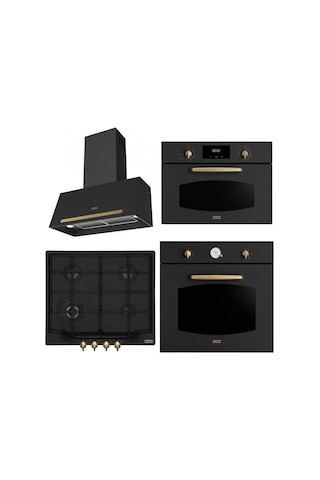 Franke Rustik FCO 86 H ON - FCH 604 4G TC ON C - FCO 70 ONYX - FMW 45 CL G ON Ankastre Set Nero