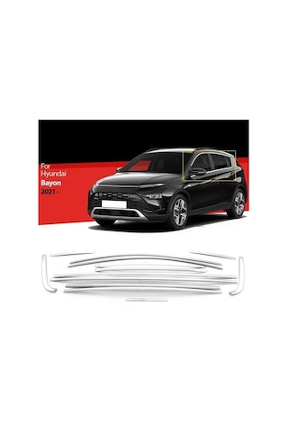Autogp Hyundai Bayon Cam Çerçevesi Kenar Çıtası Krom Tamtur Bgc-agp-1016
