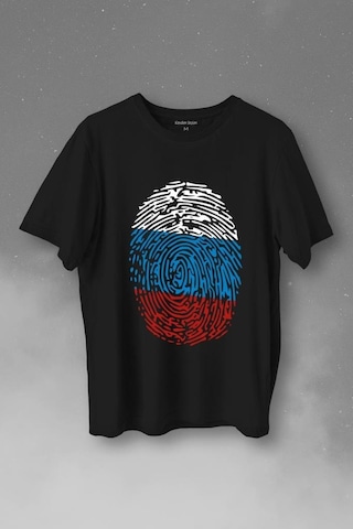 Fransa Bayrağı Damgası Parmak İzi Baskılı Tişört Unisex T-shirt 001