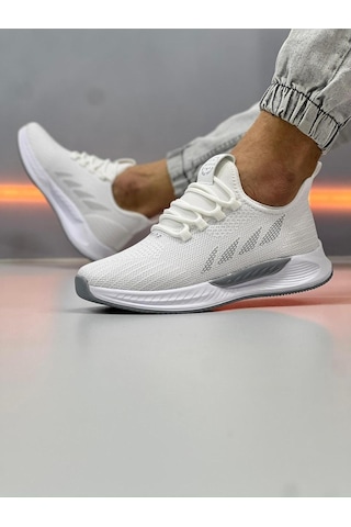Wipper Ultra Hafif Triko Sneaker - Nefes Alan Ortopedik Poli Taban Unisex Yazlık Spor Ayakkabı Beyazbuz
