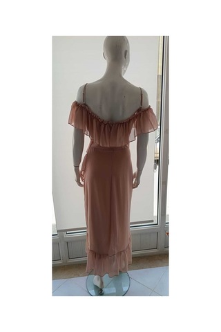 Çınar Boutique Tül Detaylı Şifon Elbise Açık Pudra Pembe Açık Pudra Pembe