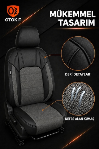 Volvo S40 1996 -2012 Uyumlu Koruyucu Gri Oto Koltuk Kılıfı 46564789