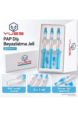 Yues Pap Diş Beyazlatma Jeli 3 X 3 Ml Şırınga Seti Gs-002s3