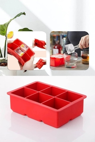 Pratik 6'lı Sililkon Kare Buz Kalıbı 6 Adet Silikon Kare Buz Kalıbı Sunum Buz Diğer