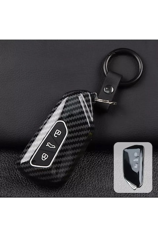 Volkswagen Golf 8 - Seat - Skoda Siyah Karbon Anahtar Kılıfı 'yeni Kasa'