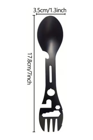 2'li Paket Taktiksel Spork Kaşık Çatal - 5 Fonksiyonlu - Paslanmaz Çelik Çok Renkli
