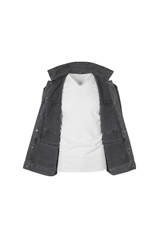 Yingfu Erkek Denim Ceket - Gri, Çok Cepli Tasarım Siyah