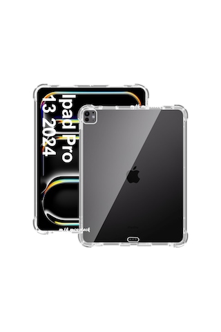 Apple Uyumlu iPad Pro 13 İnç 2024 M4 Kılıf Arkası Şeffaf Köşe Korumalı