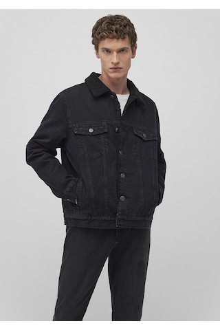 Mavi - Zander Classic Denim Antrasit Suni Kürklü Jean Ceket 0111214-89117 Siyah