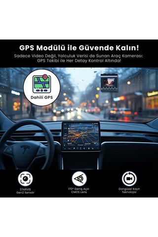 M60 2 Kameralı Ön+arka 4k+fhd Hdr Sony Starvis 2 Sensörlü Wifi Gps'li Araç Kamerası