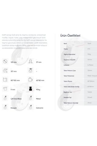 Hts 603 Bağlantılı 125lik Galvaniz Kaplama Slb Tekerlek 4 Adet
