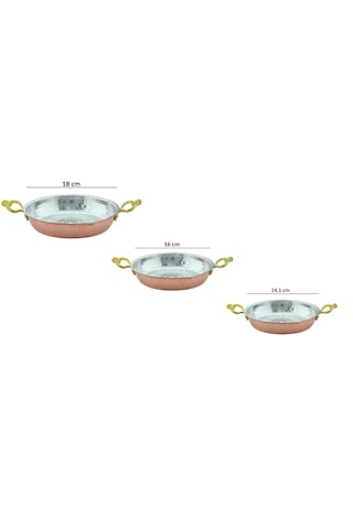 El Yapımı 3 Lü Set 14.5cm,16cm,18cm Bakır Sahan Tava Seti