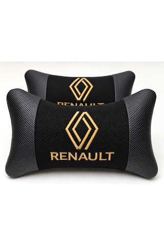 Renault Oto Boyun Yastığı 2 Li Siyah Keten Kumaş Ergonomik Baş Destek Yastığı