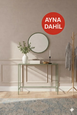 Canvas Dresuar & Mars Ayna Takımı Mint Yeşili Metal Çerçeve Antre & Hol Seti Mint Yeşili