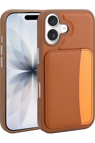 Apple Uyumlu iPhone 16 Kılıf Kartlıklı Zore X-kart Silikon Kapak - Kahverengi Kahverengi