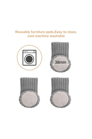 Flybuy 24 Adet Gri Sandalye Bacak Koruyucu, Yüksek Kaliteli Kumaş, Tüm Zeminler İçin Kaydırmaz, Gürültü Azaltıcı, Sandalye, Masa, Dolap İçin Uygun Diğer