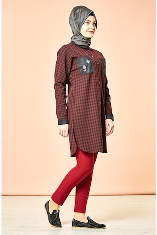 Soralline Sorallline Kadın Büyük Beden Pantalon 1690 Kırmızı Bordo