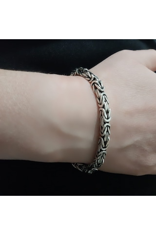 925 Ayar Gümüş Kare Kral Bileklik 5  Mm