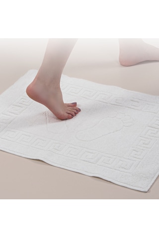 3 Adet %100 Pamuk En Iyi Emici Ayak Havlusu : Konforlu Banyo Paspası 50x70cm Terra Beyaz