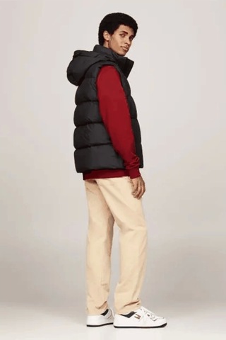 Tommy Jeans Tommy Hilfiger Erkek Kapşonlu Fermuarlı Siyah Yelek Siyah