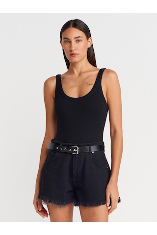 Dilvin 21053 Askılı Bodysuit-siyah Siyah