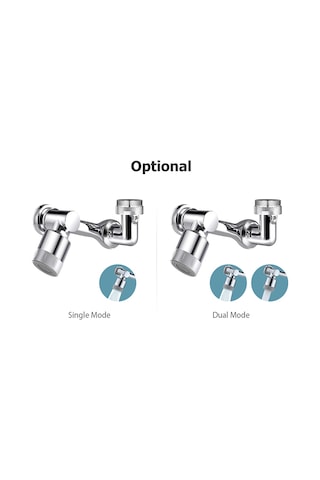 Vkemall Gümüş Ev Faucet Uzatıcı - 3x360 Döner Mekanik Kolu, Çift Su Modu Duş + Köpürtücü , Paslanmaz Çelik + Abs Malzeme Gümüş