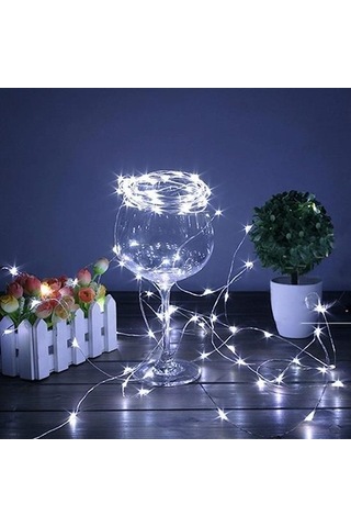 Hobibahçem Pilli 5 Metre Dekoratif Peri Led Beyaz Aydınlatma Süsleme Lambası Beyaz